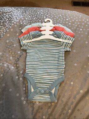 cloud island Blue and White Striped Baby One-Piece Bodysuit - 3 Pack